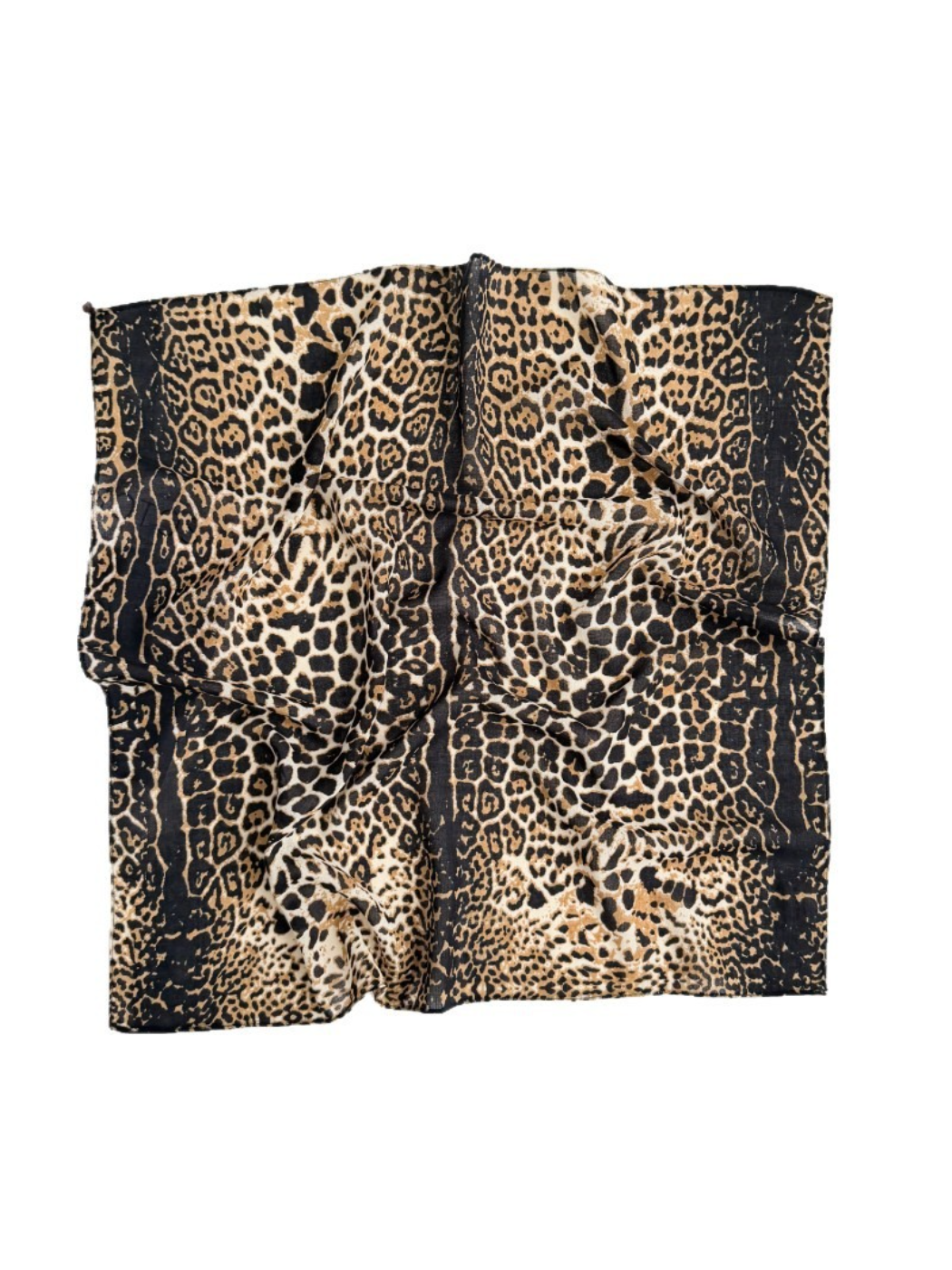 Scarvii - Leopard Print Tassel Square Scarf