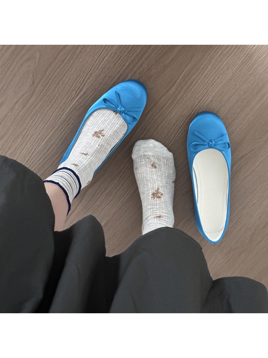 Rufia - Print Ribbed Ruffle Trim Crew Socks