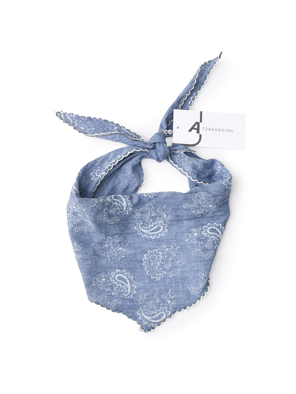 Scarvii - Paisley Print Triangle Scarf with Lace Edge