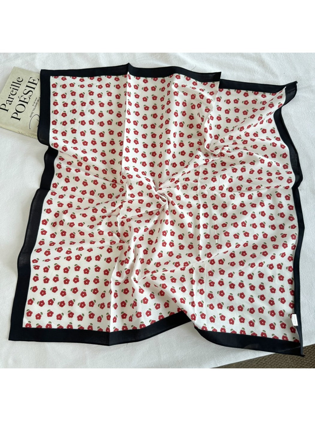Scarvii - Printed Polka Dot Square Neck Scarf