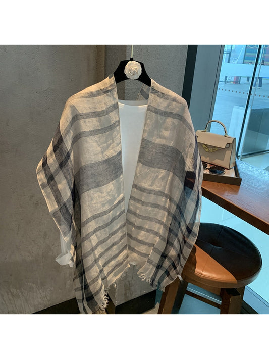 Scarvii - Classic Muted Plaid Print Scarf