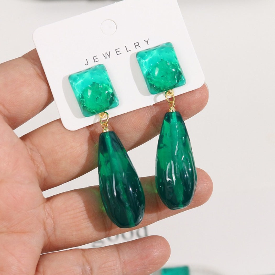 Vintage Green Teardrop Earrings
