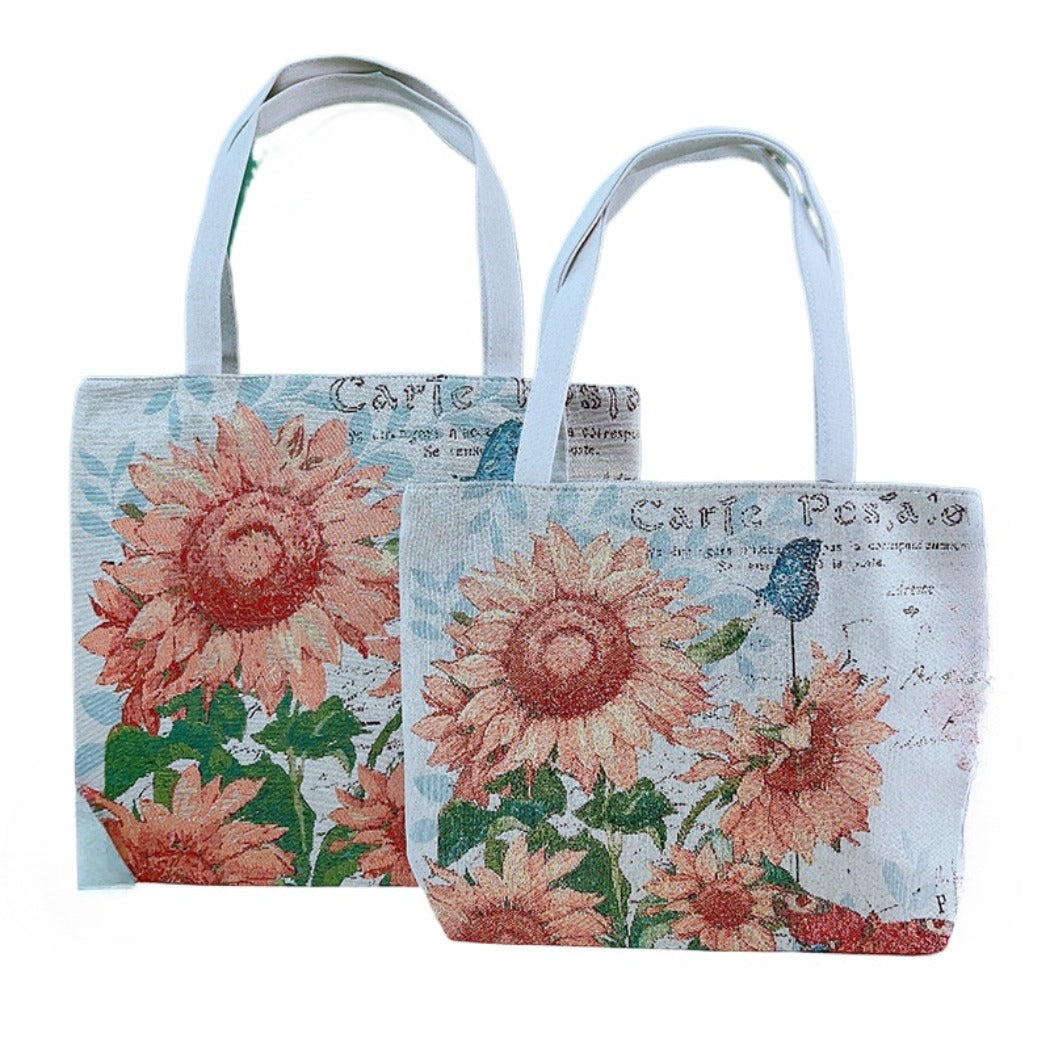 Cosbai - Sunflower and Butterfly Tote Bag - Durable