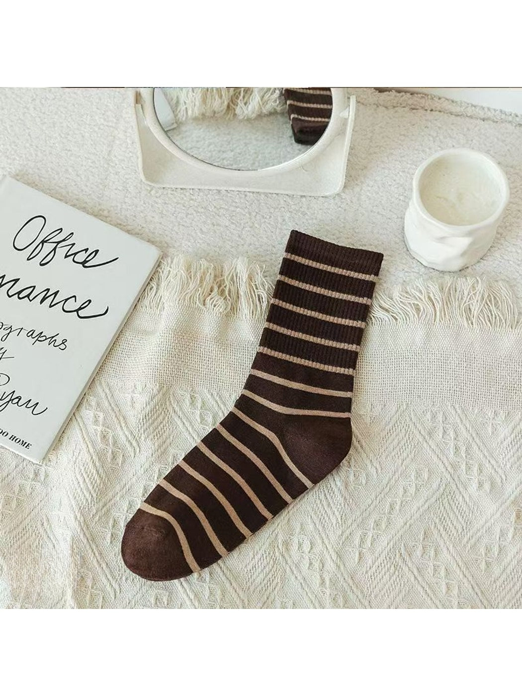 Rufia - Modern Style Striped Casual Crew Socks