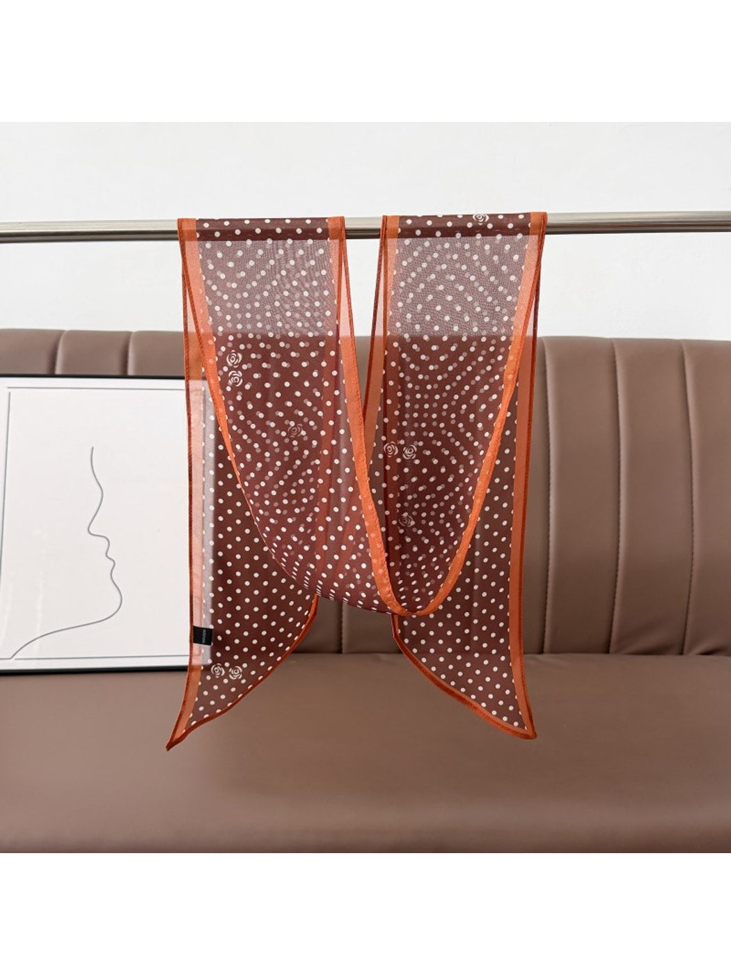 Scarvii - Retro Polka Dot Long Narrow Fashion Scarf