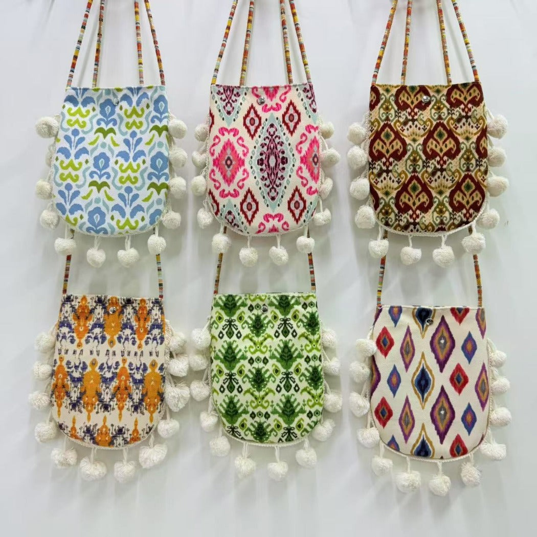 Cosbai - Retro Atlas-Pattern Knit Shoulder Bag - Vintage & Practical