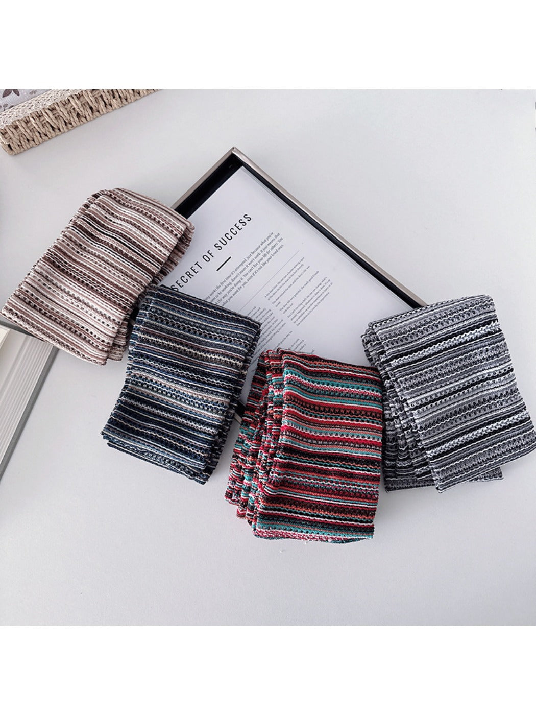 Scarvii - Winter Couple's Openwork Striped Scarf