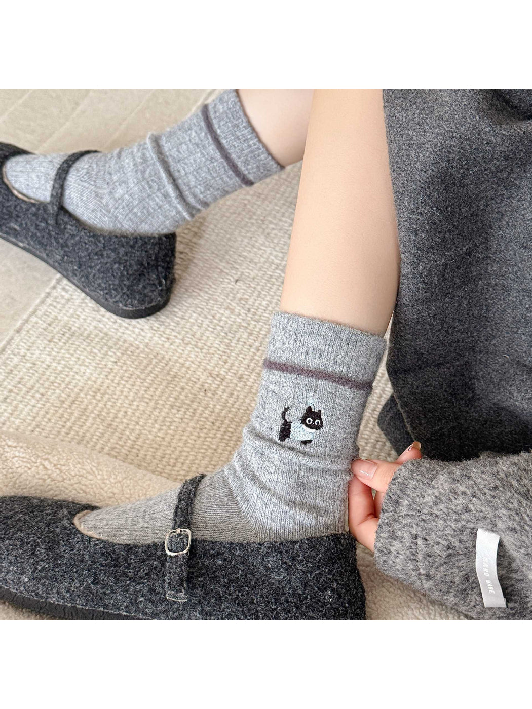 Rufia - Mixed Cat Pattern Crew Socks
