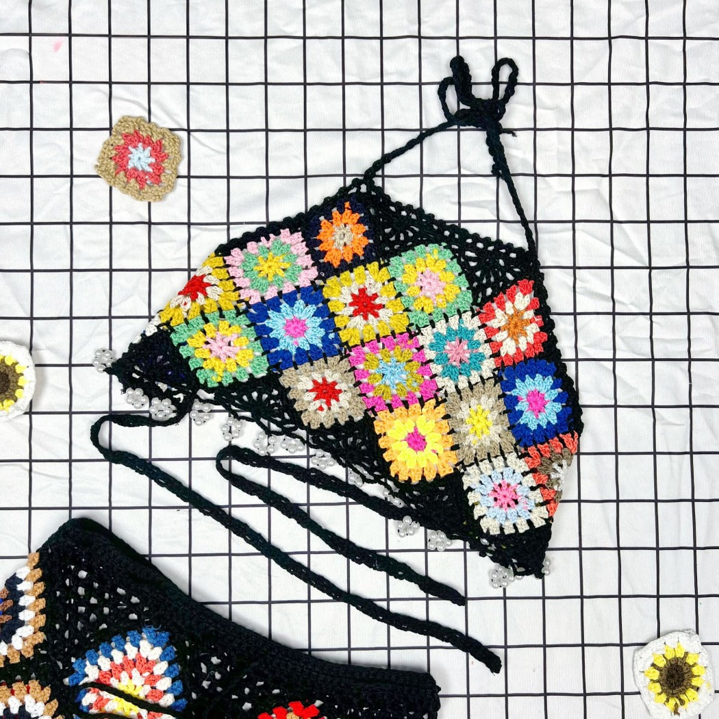 Vesty - Boho Halter Top and Skirt Crochet Set