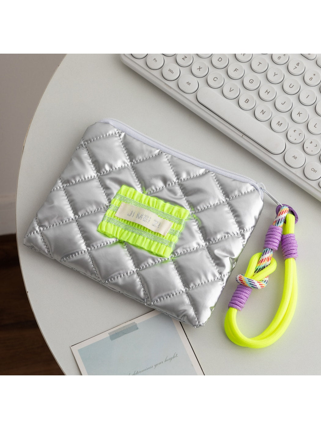 Cosbai - Y2K Style Colorblock Quilting Zip Pouch