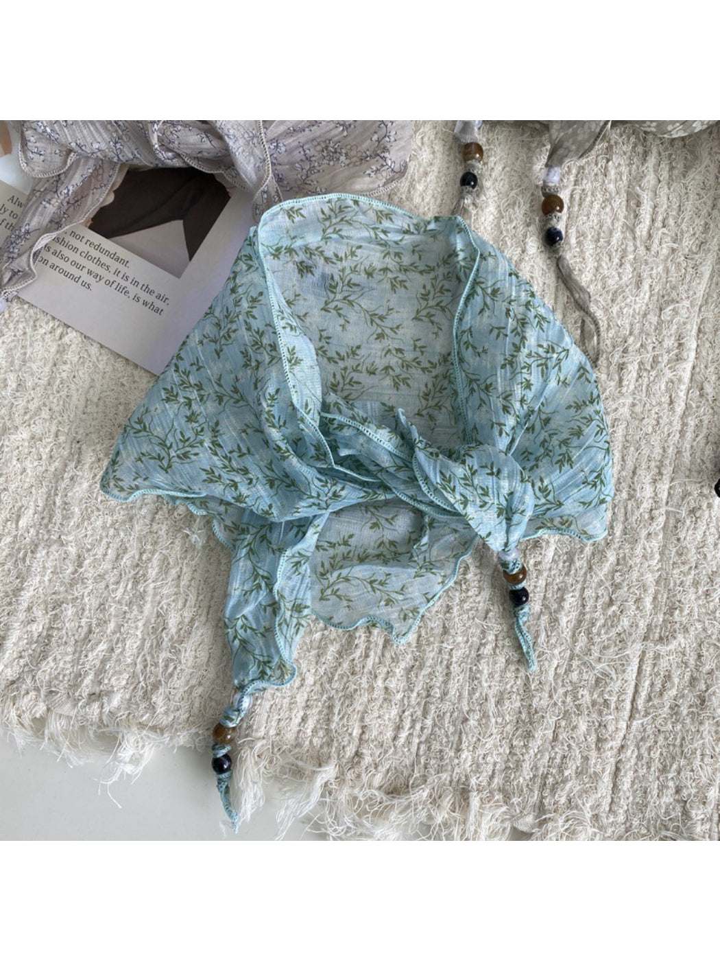 Scarvii - Patterned Triangle Scarf with Beaded