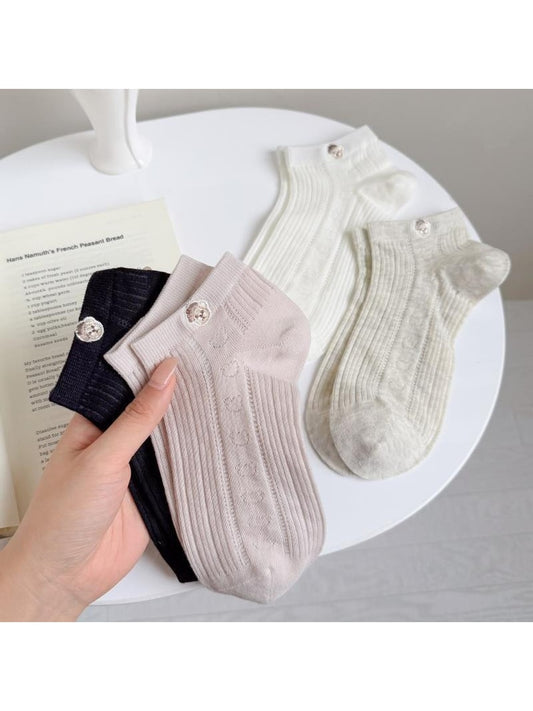 Rufia - Litter Bear Embroidery Ankle Socks