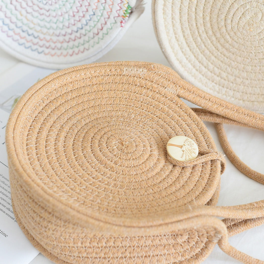 Cosbai - Boho Woven Tote Bag with Button Closure
