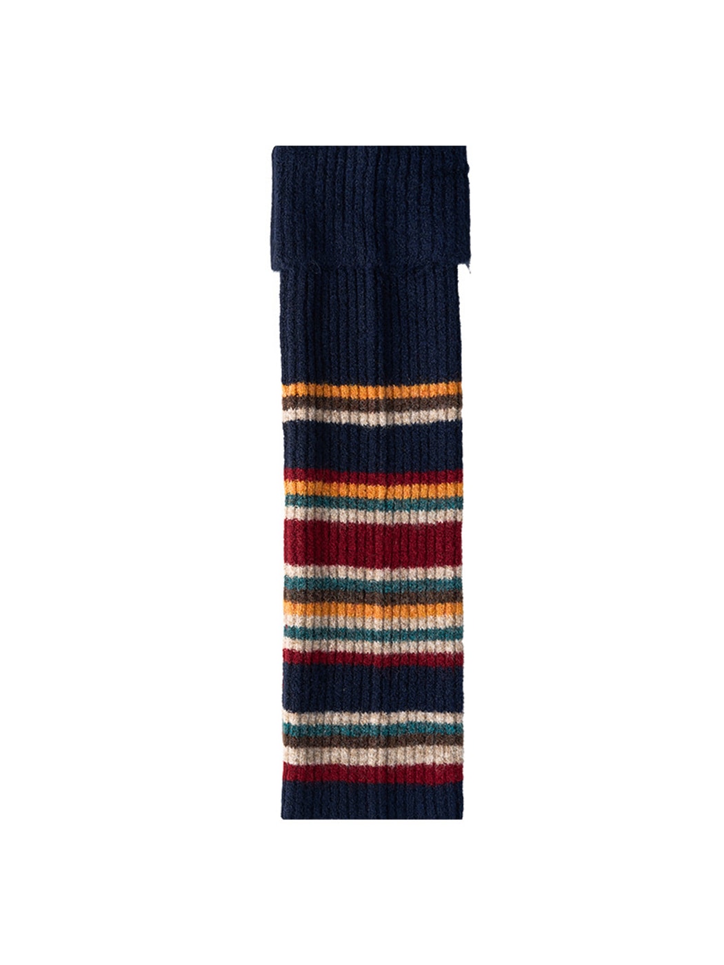 Cozyra - Striped Folded-Cuff Knit Leg Warmers