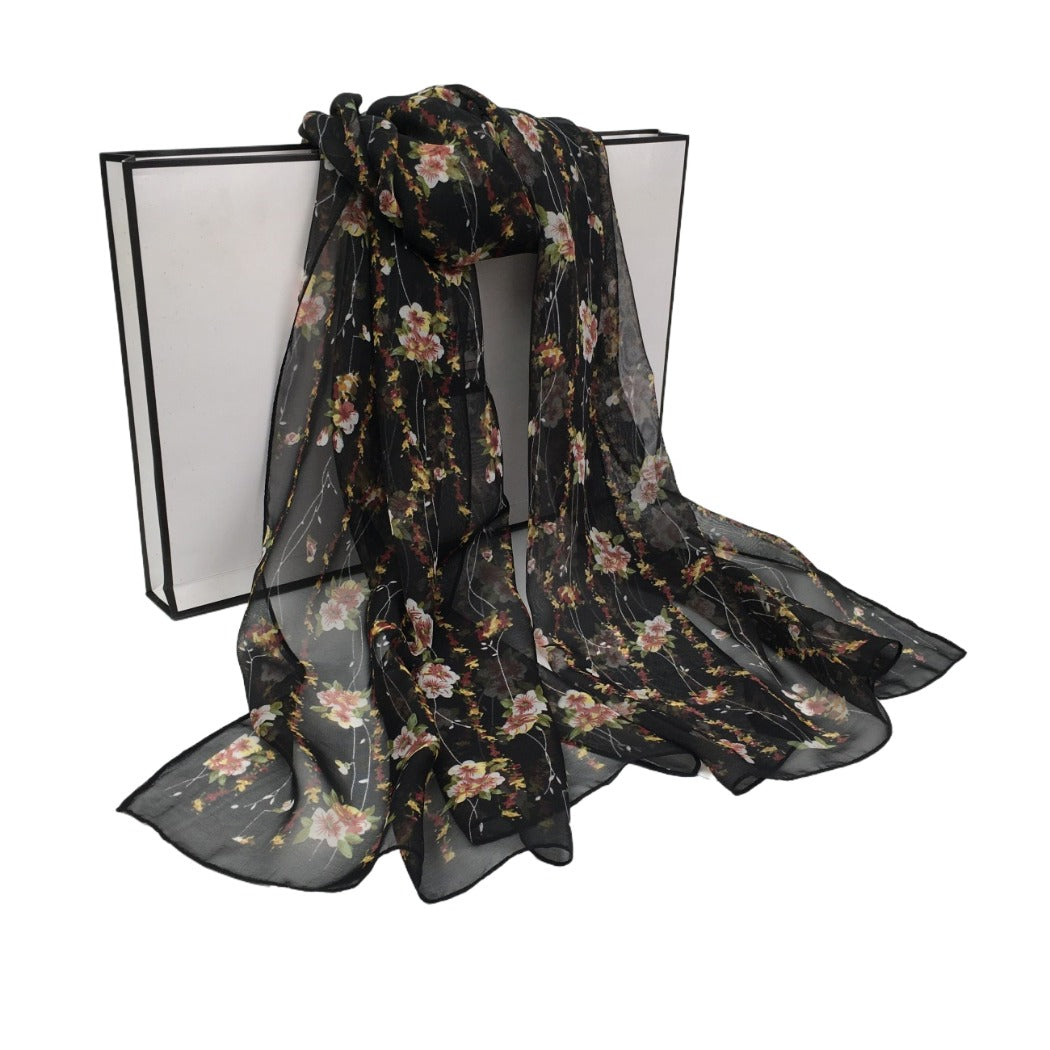 Scarvii - Vines Flower Print Scarf - Cool & Soft