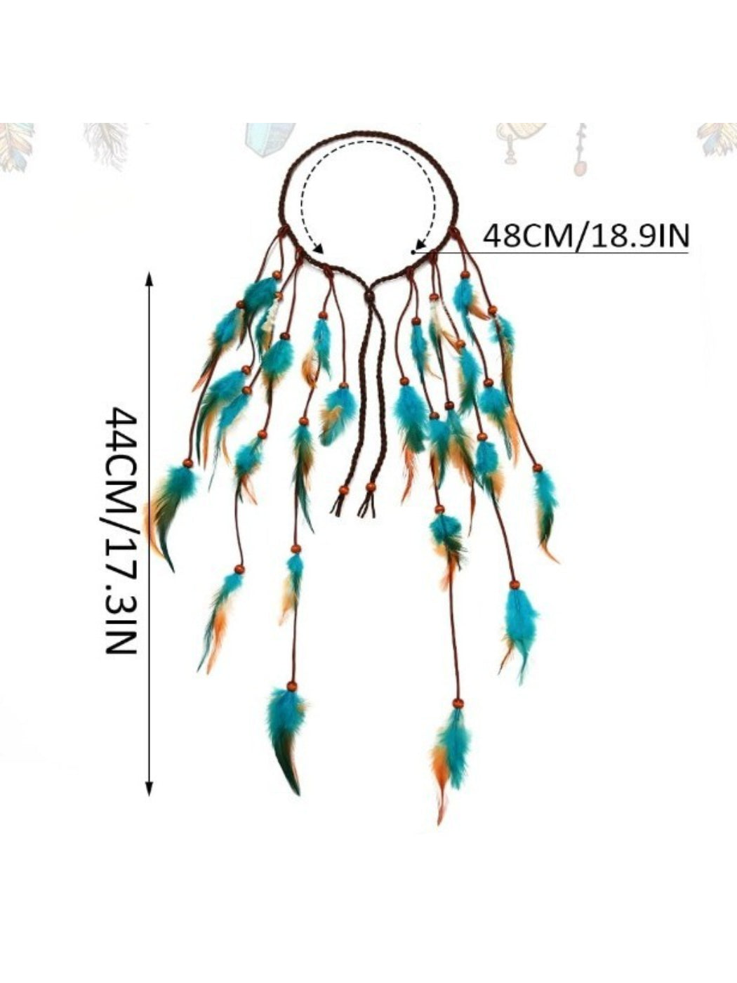 Hairish - Long Turquoise Feather Hair Garland