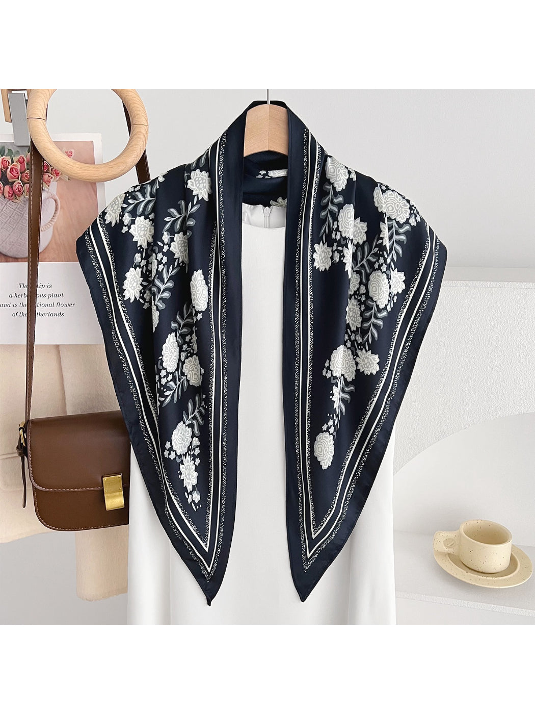 Scarvii Botanical Print Triangle Scarf