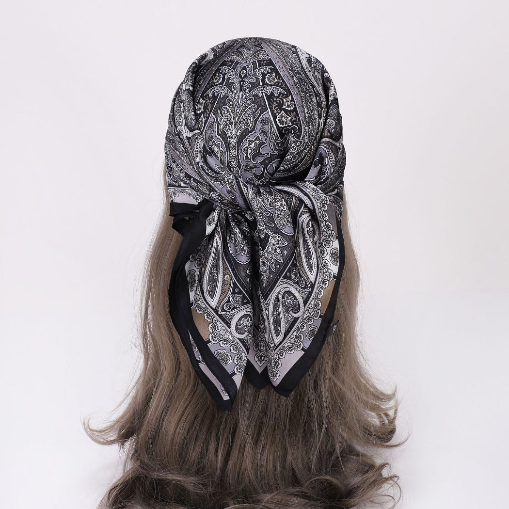 Scarvii - 27.5" Paisley Print Square Scarf - Classic& Elegant