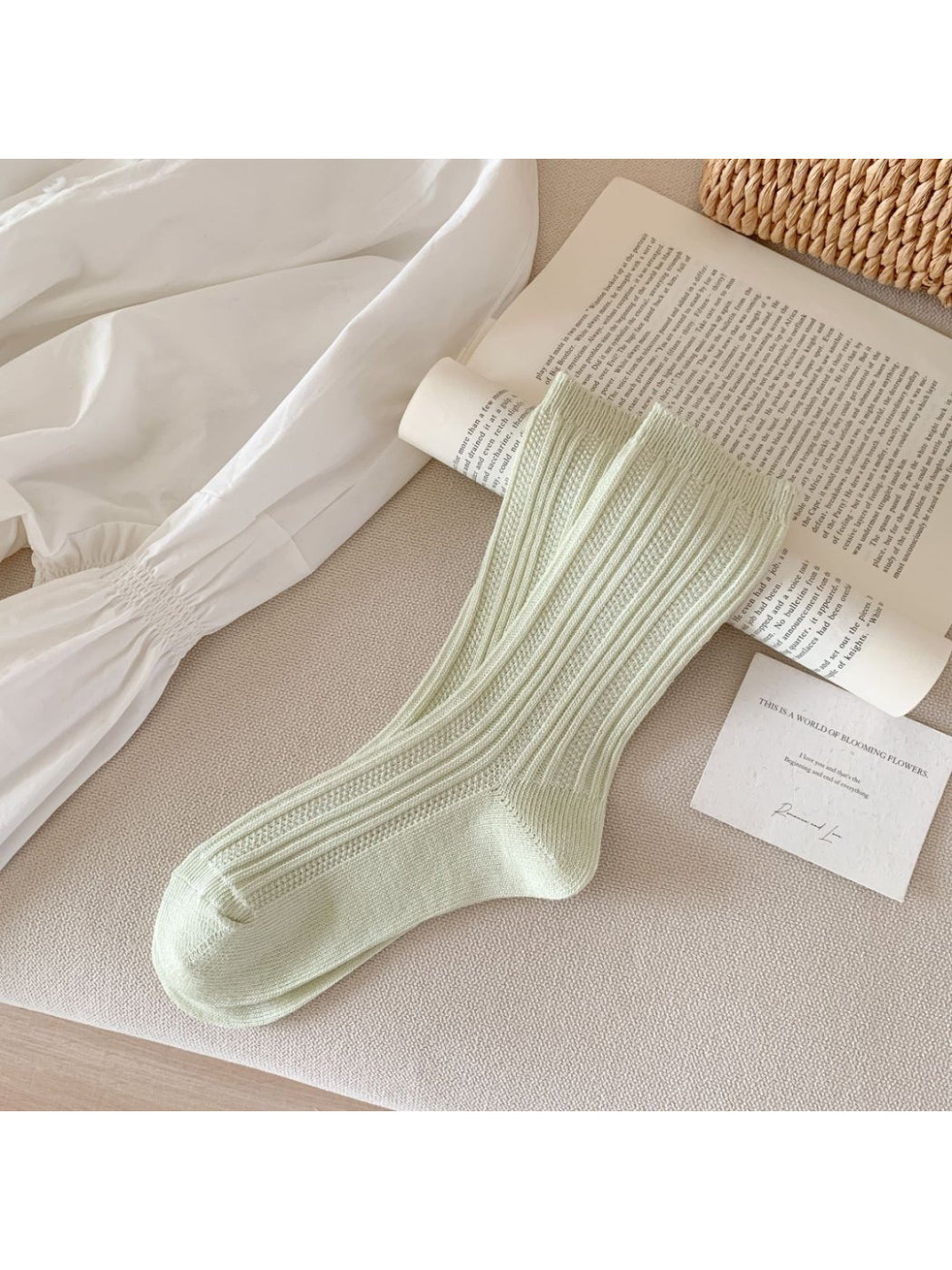 Rufia - Wavy Cuff Textured Crew Socks