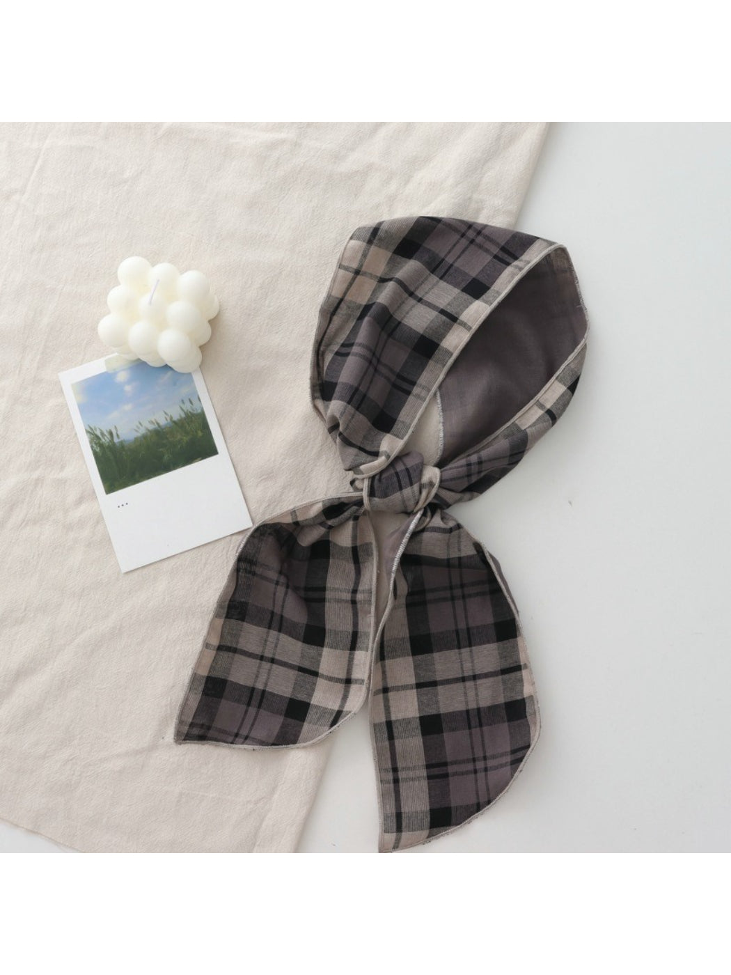 Scarvii Everyday Plaid Skinny Scarf shown with matching plaid gloves and hat