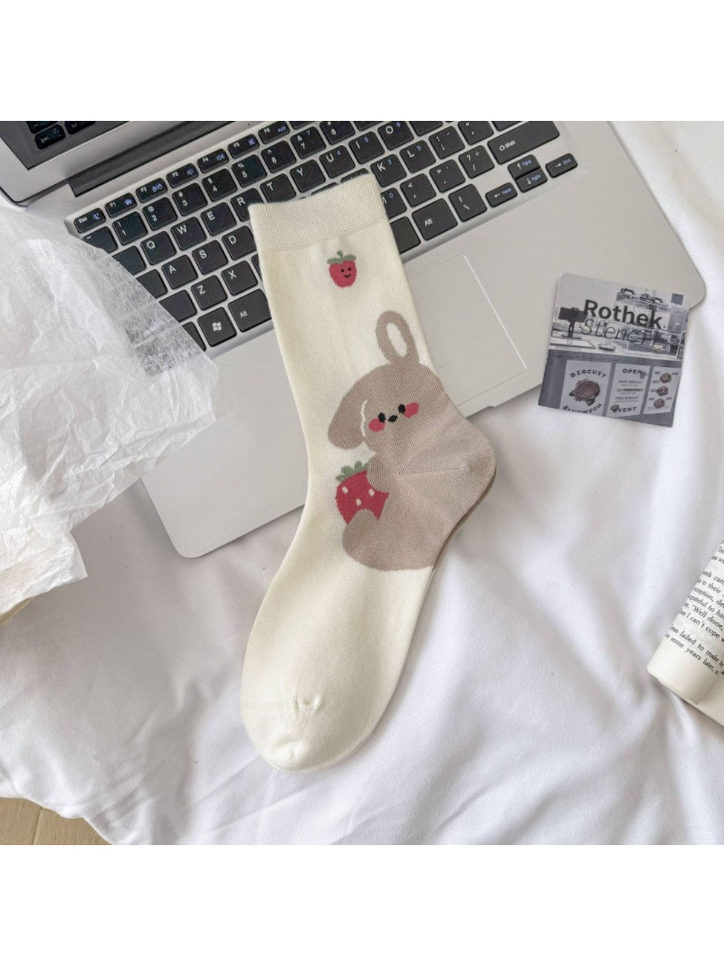 Rufia - Puppy Face Pattern Crew Socks