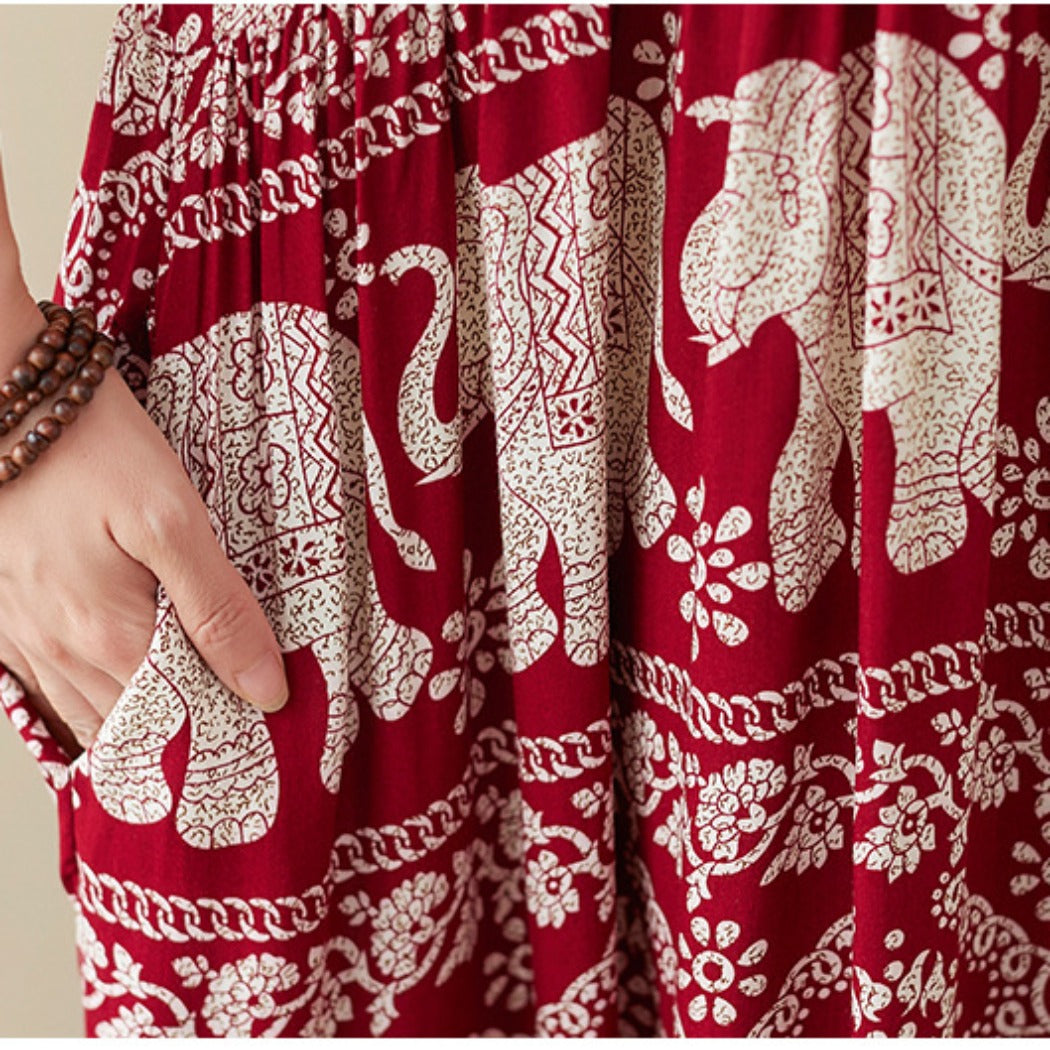 Troposa - Plus Size Boho Dress with Pockets