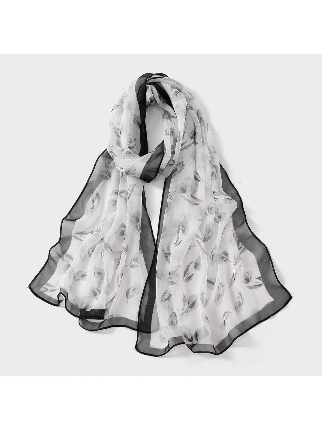 Scarvii - Soft Tulip Floral Print Lightweight Scarf