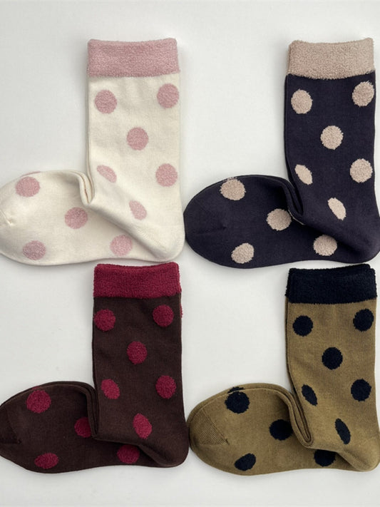 Rufia - Retro Mid-calf Socks with Polka Dot