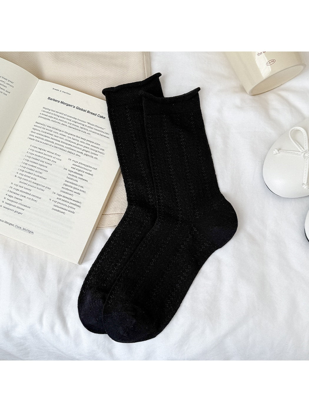 Rufia - Women's Minimal Mesh Knit Crew Socks