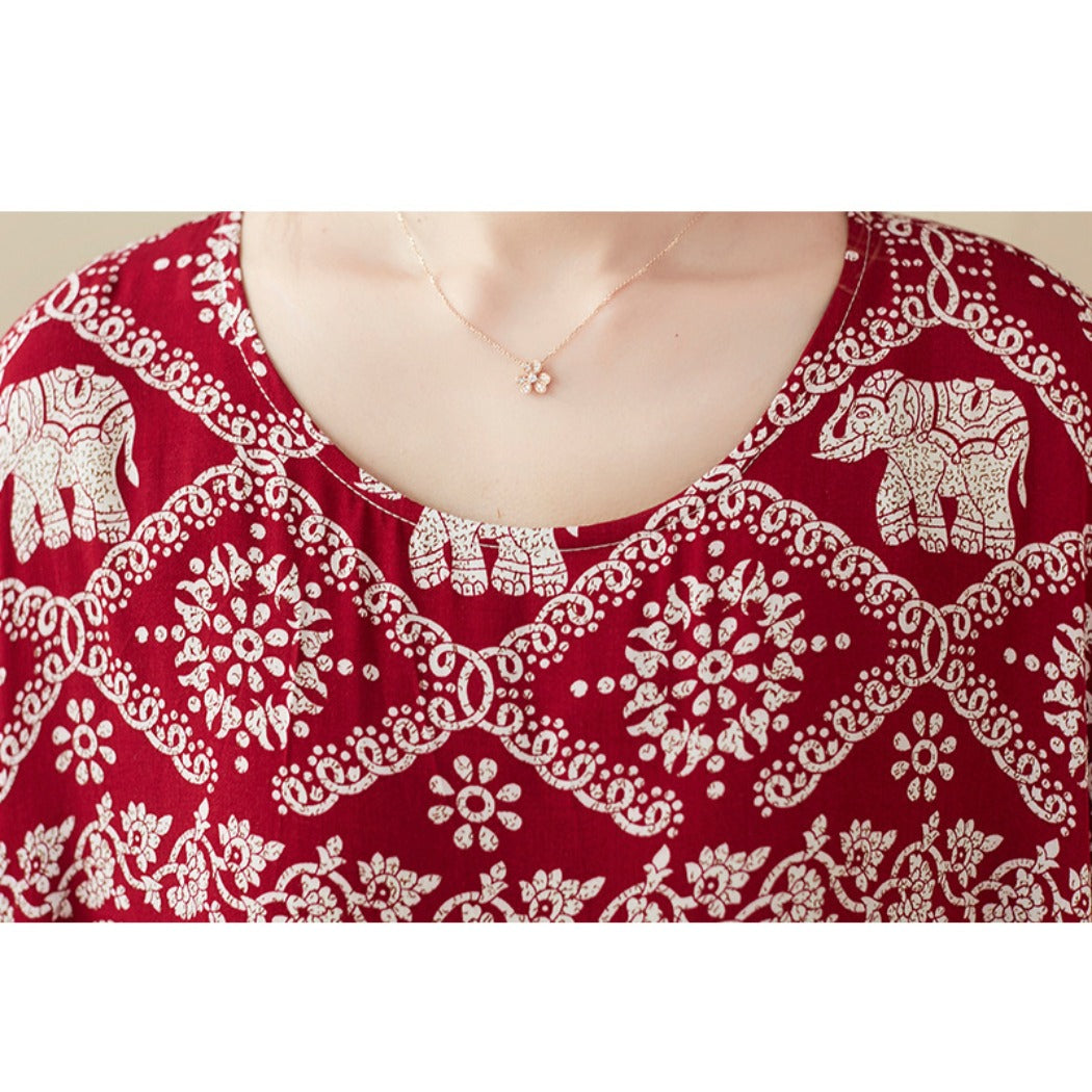 Troposa - Plus Size Boho Dress with Pockets