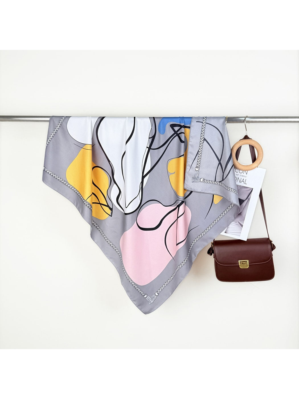 Scarvii - Abstract Color Blocks and Lines Print Square Scarf