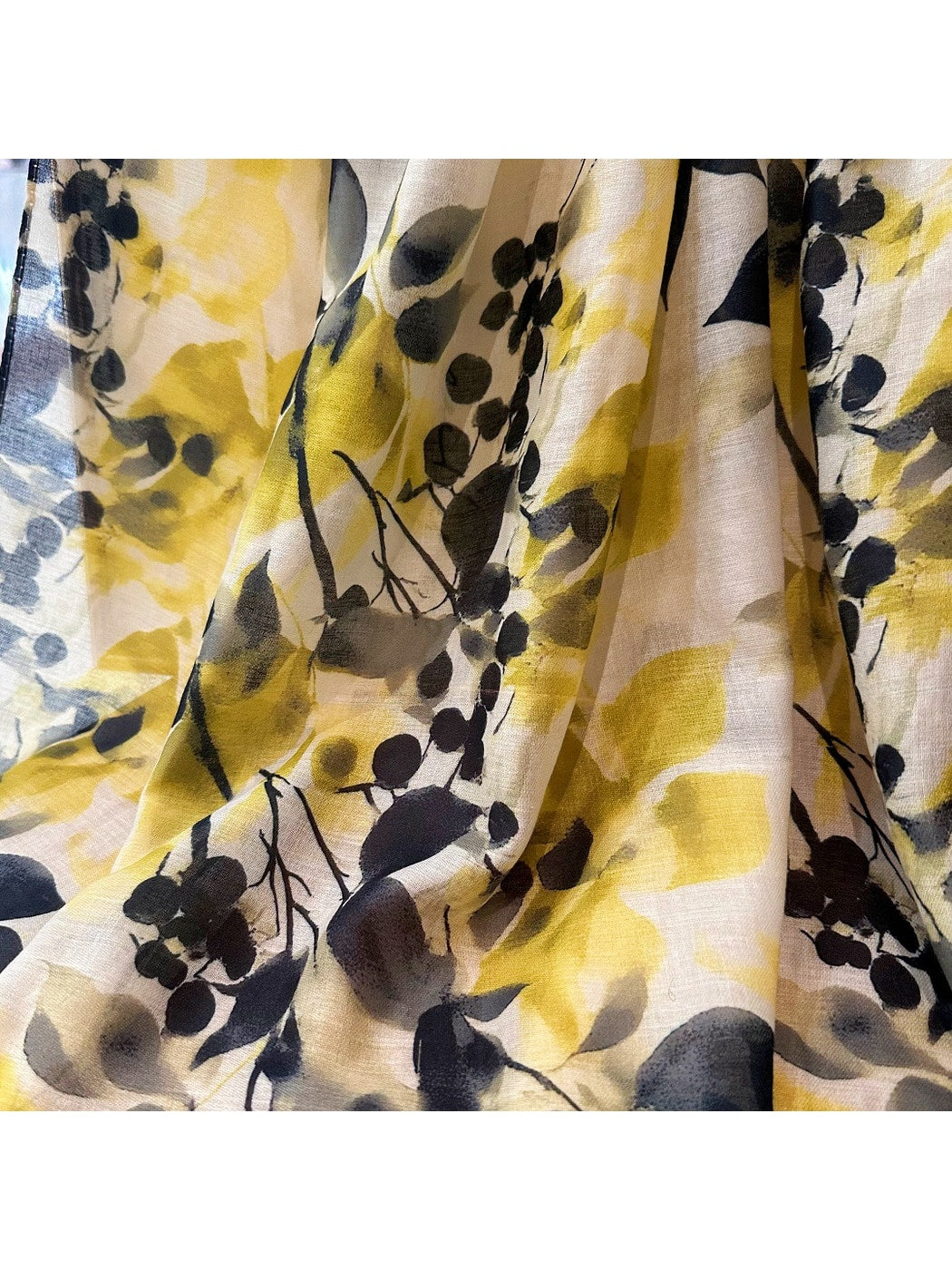 Scarvii - Yellow Botanical Print Summer Wrap Scarf