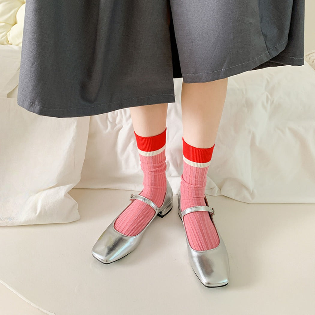 Rufia - Color-Block Textured Socks - Stylish & Soft
