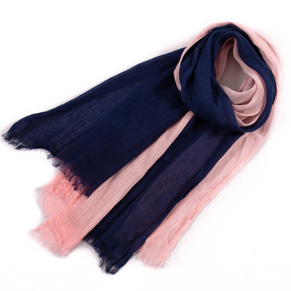 Scarvii - Elegant Contrast Style Cotton Long Scarf