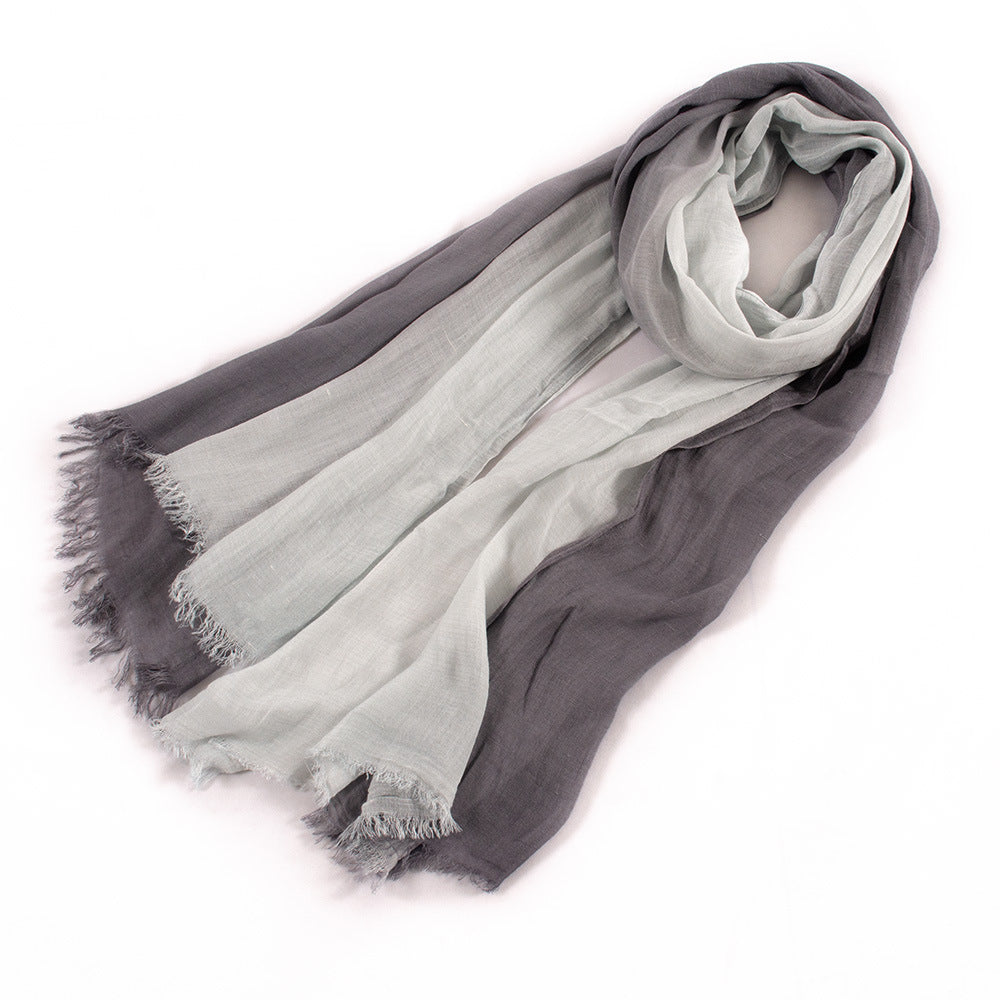 Scarvii - Elegant Contrast Style Cotton Long Scarf