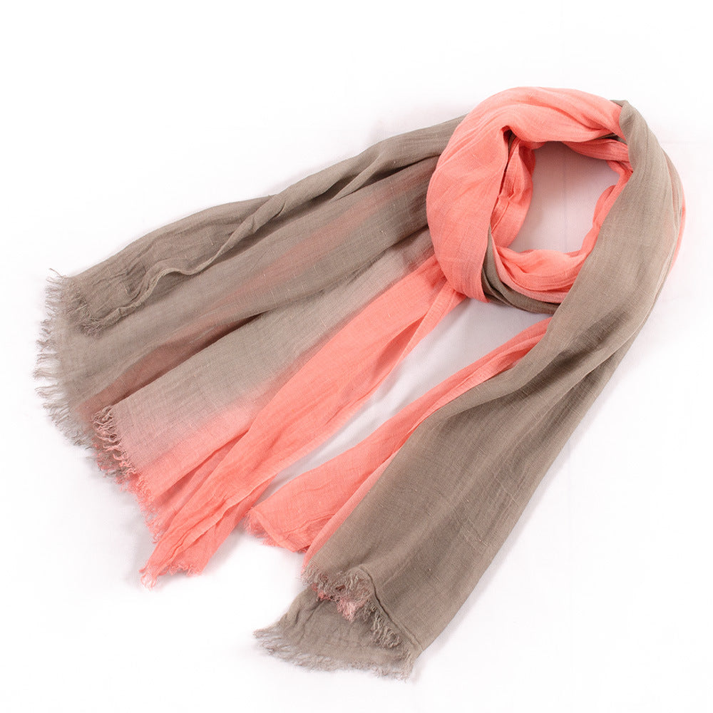 Scarvii - Elegant Contrast Style Cotton Long Scarf