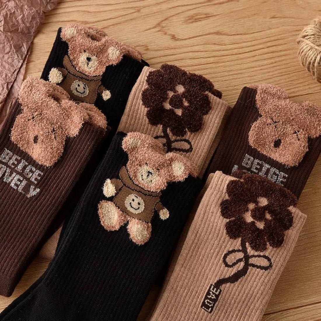 Rufia - Bear Print Winter Socks
