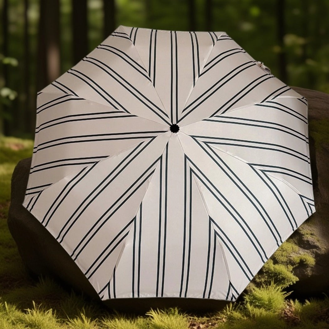 Rano - Beige & Green Stripe Compact Umbrella (Auto/Manual)