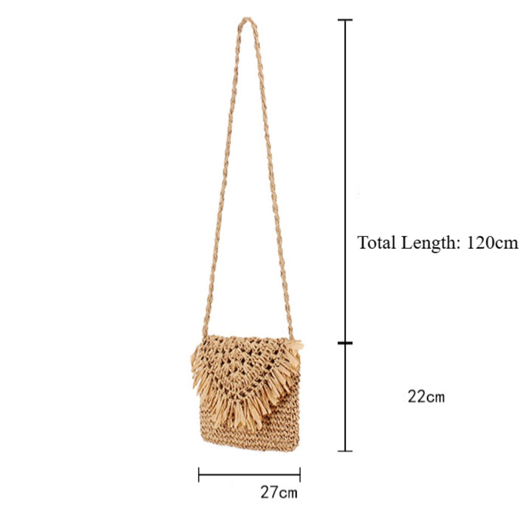 Cosbai - Boho Square Woven Fringe Crossbody Bag - Stylish & Simple