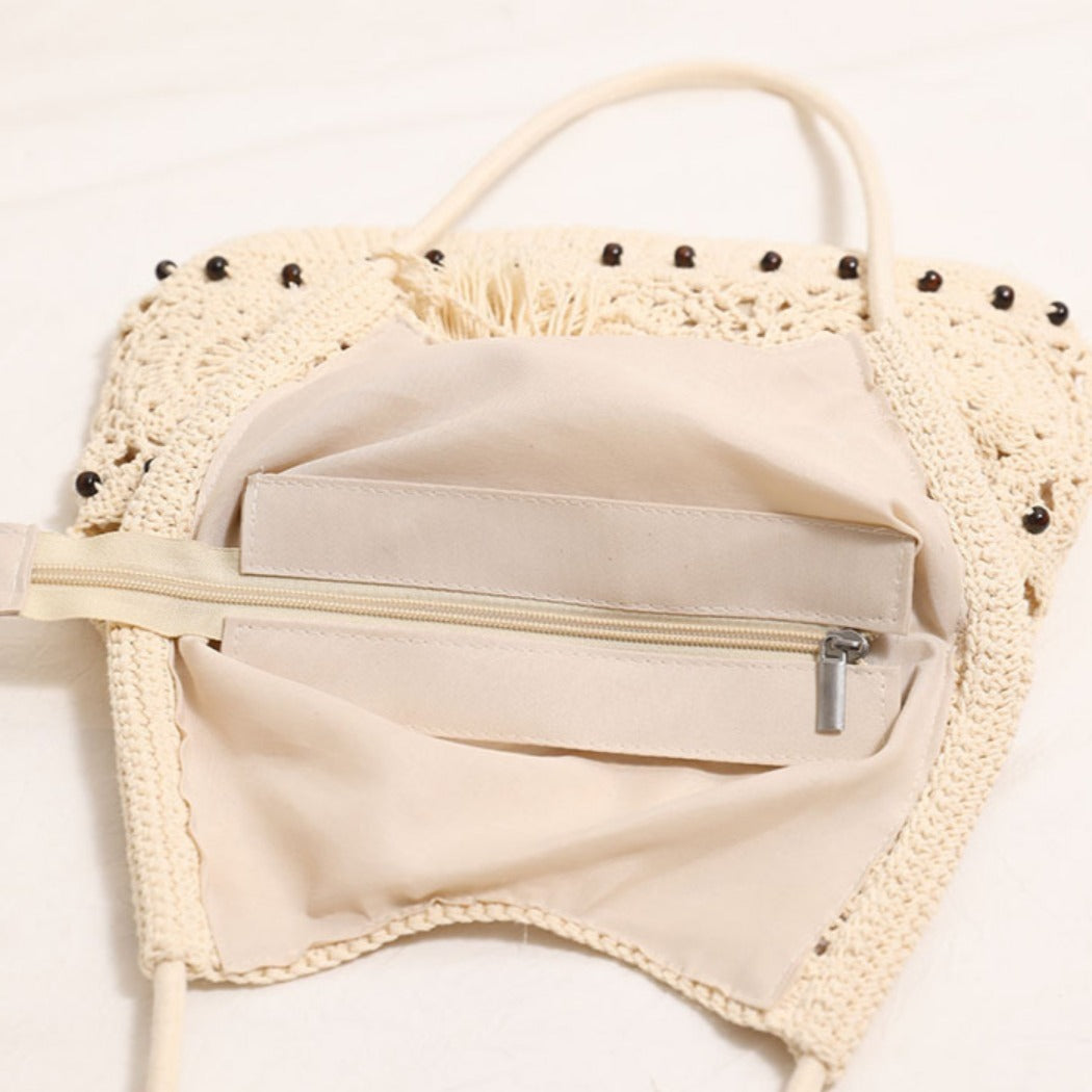 Cosbai - Boho Crochet Shoulder Bag With Zipper