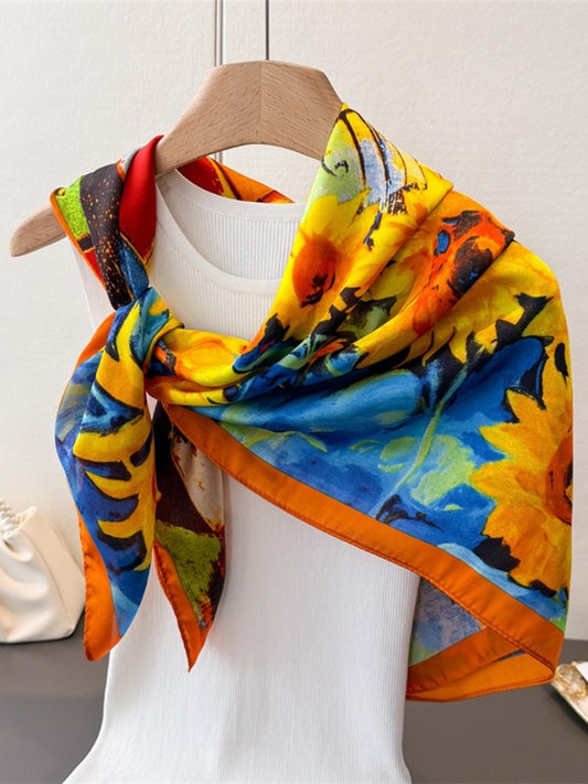 Scarvii - Square Scarf with Sunflower Pattern – Bright & Cheerful