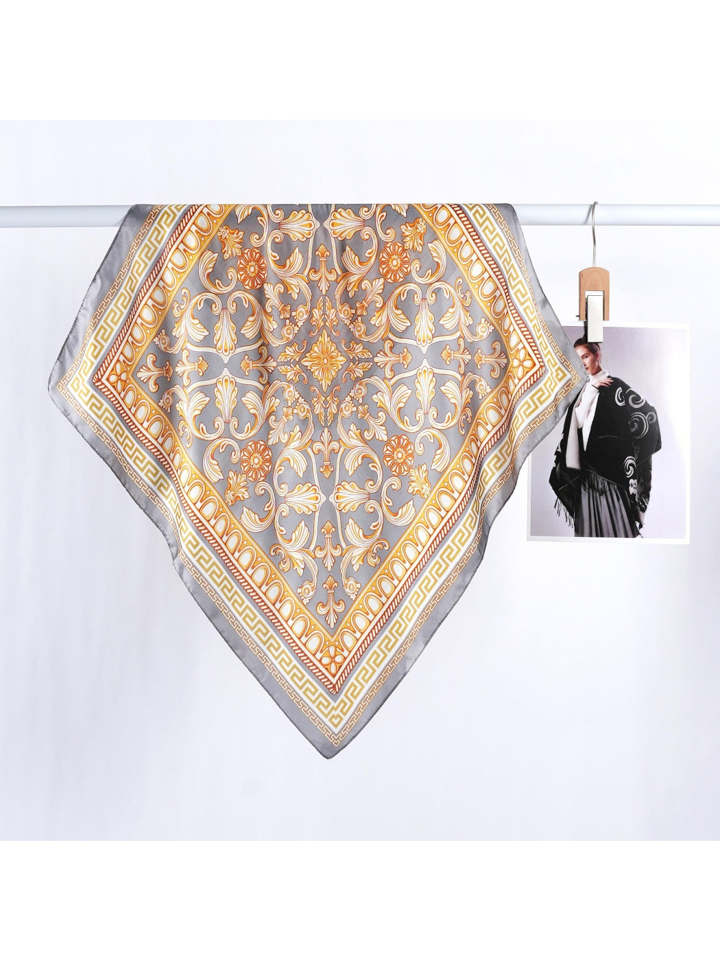 Scarvii - Greek Key Border Baroque Square Scarf