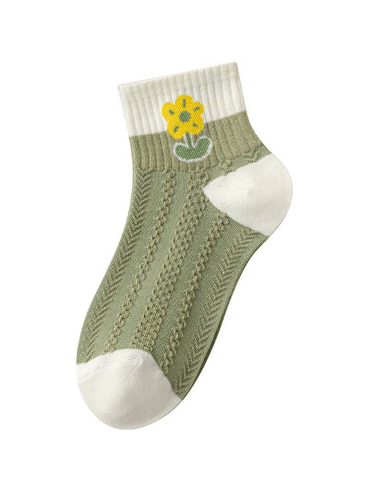 Rufia - Sweet Yellow Floral Pattern Ankle Socks