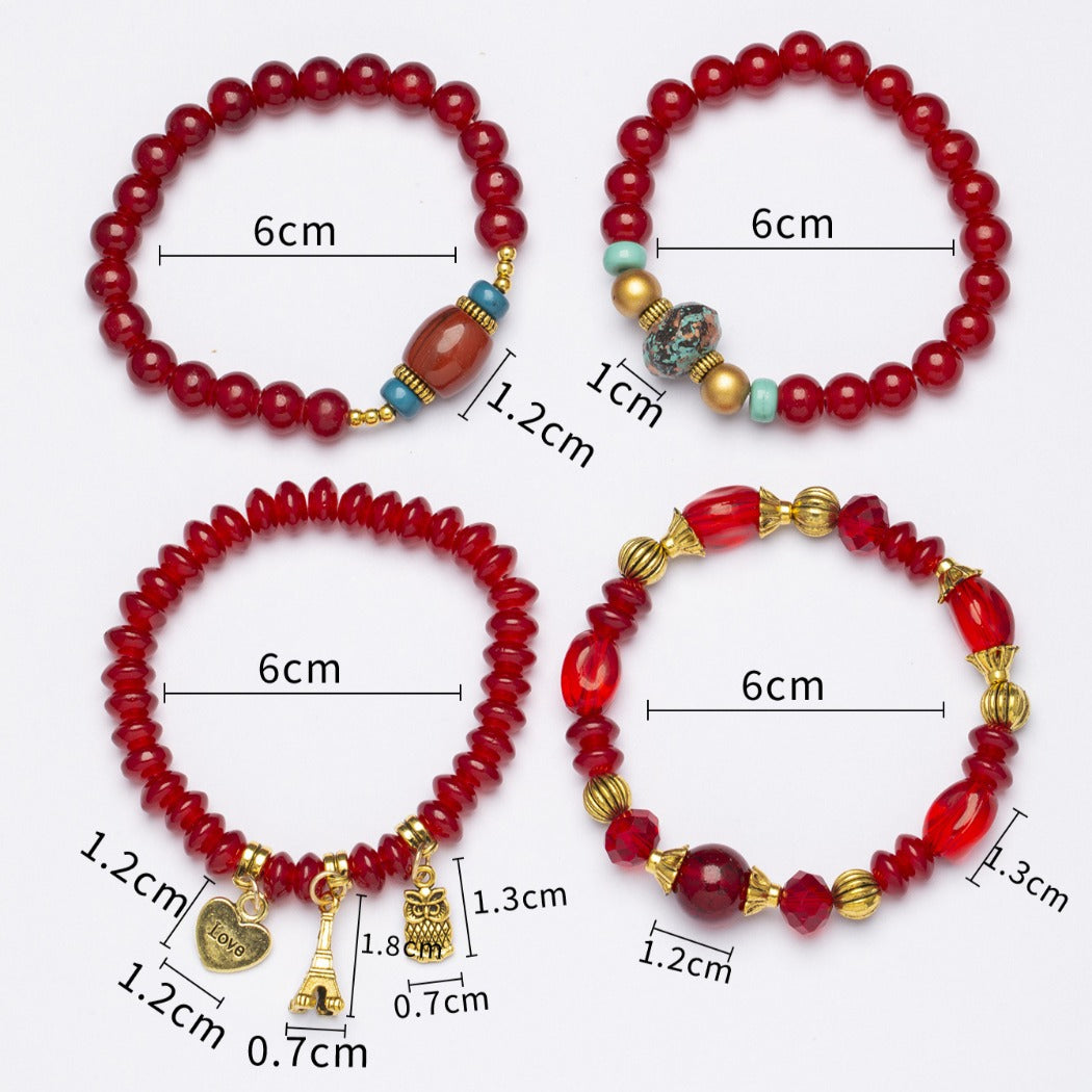 Bauai - 4-in-1 Stylish Charm Stackable Bracelet Set With Pendants