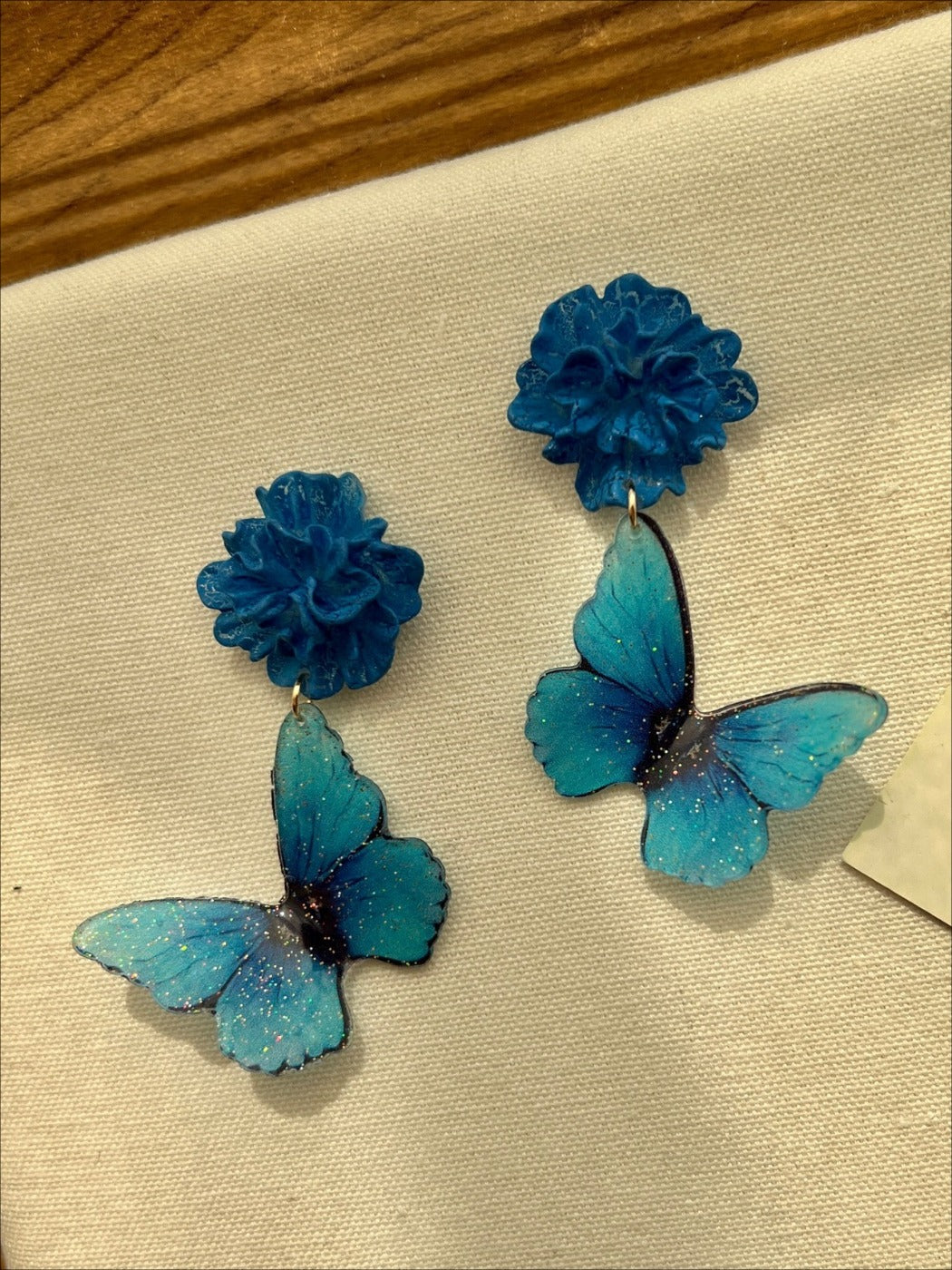 Earwish - Blue Butterfly & Flower Earrings