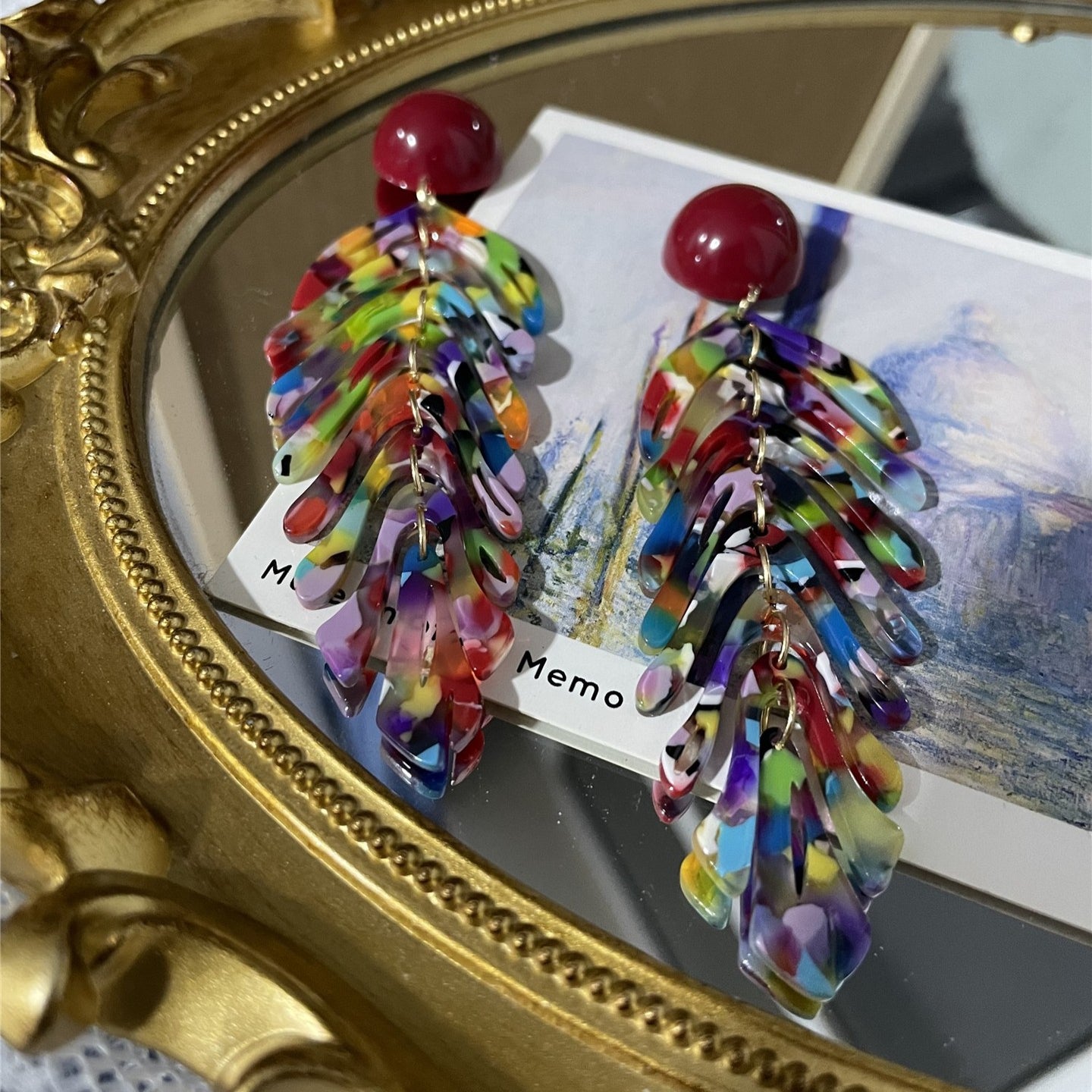 Bohemian Acetate Tassel Leaf Earrings