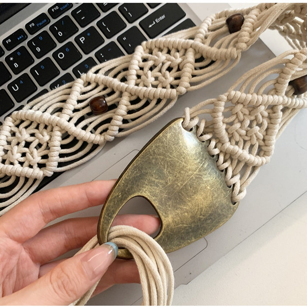 Beco - Distressed Metal Woven Belt - Boho & Viantage