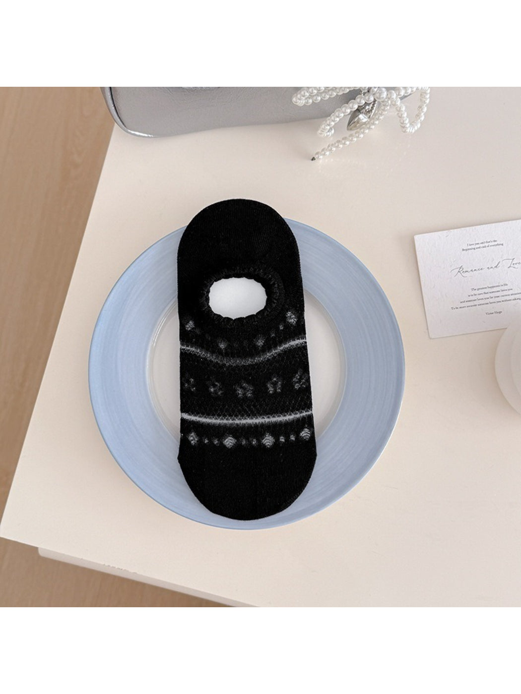 Rufia floral mesh no show socks displayed on a white background