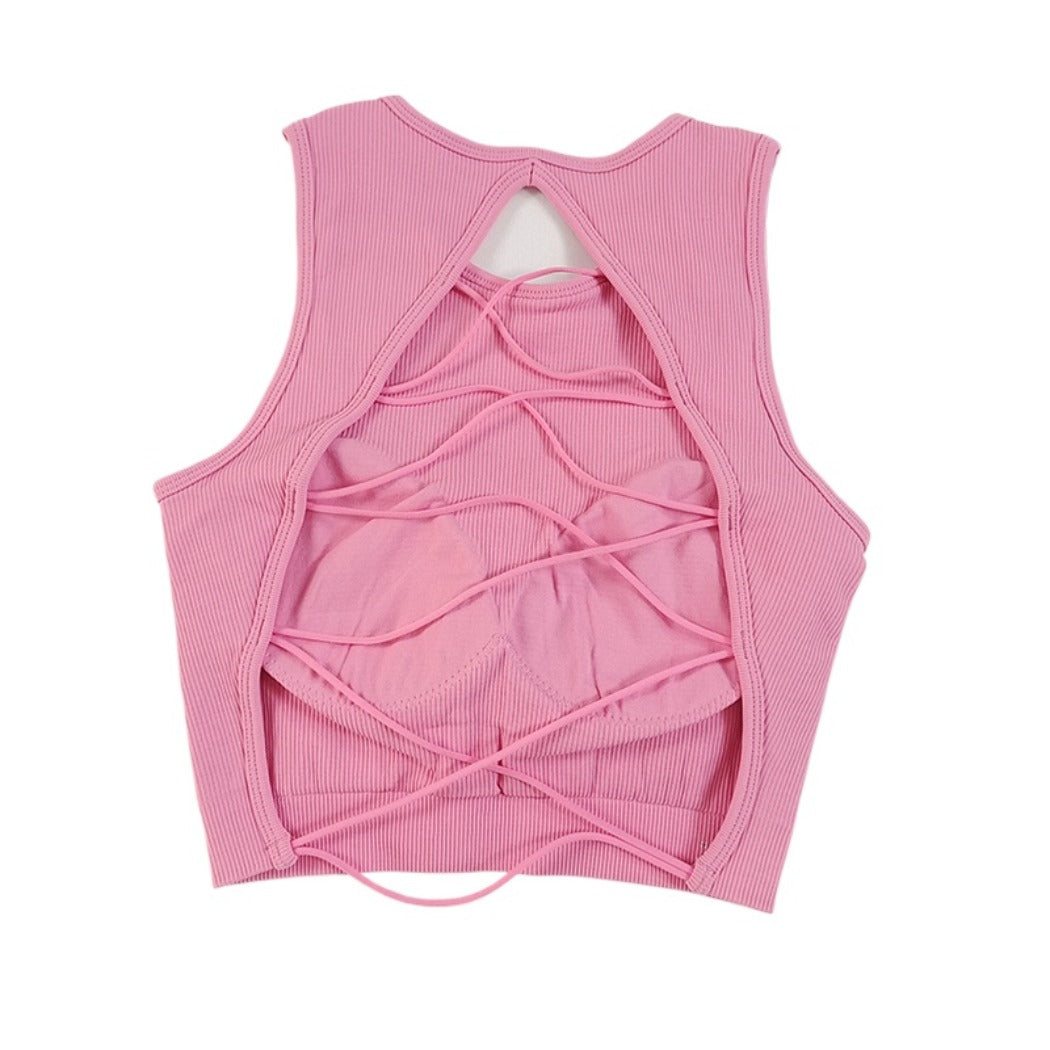 Stepo - Cross-Back Fitted Sports Bra Yoga Camisole