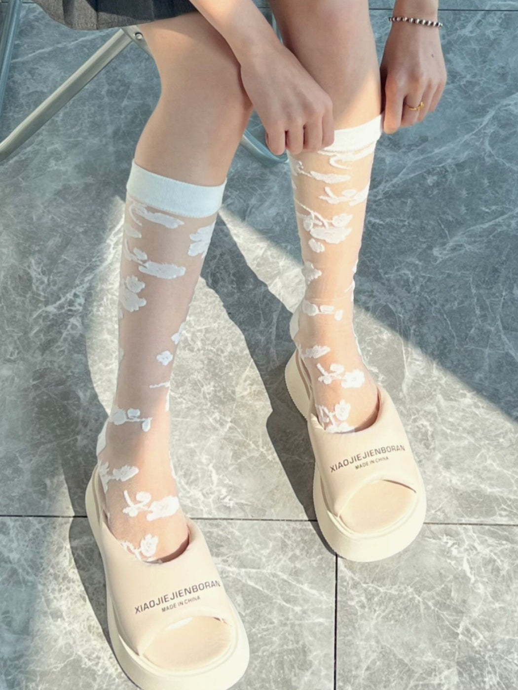 Rufia - Embroidered Floral Mesh Crew Socks product image 6